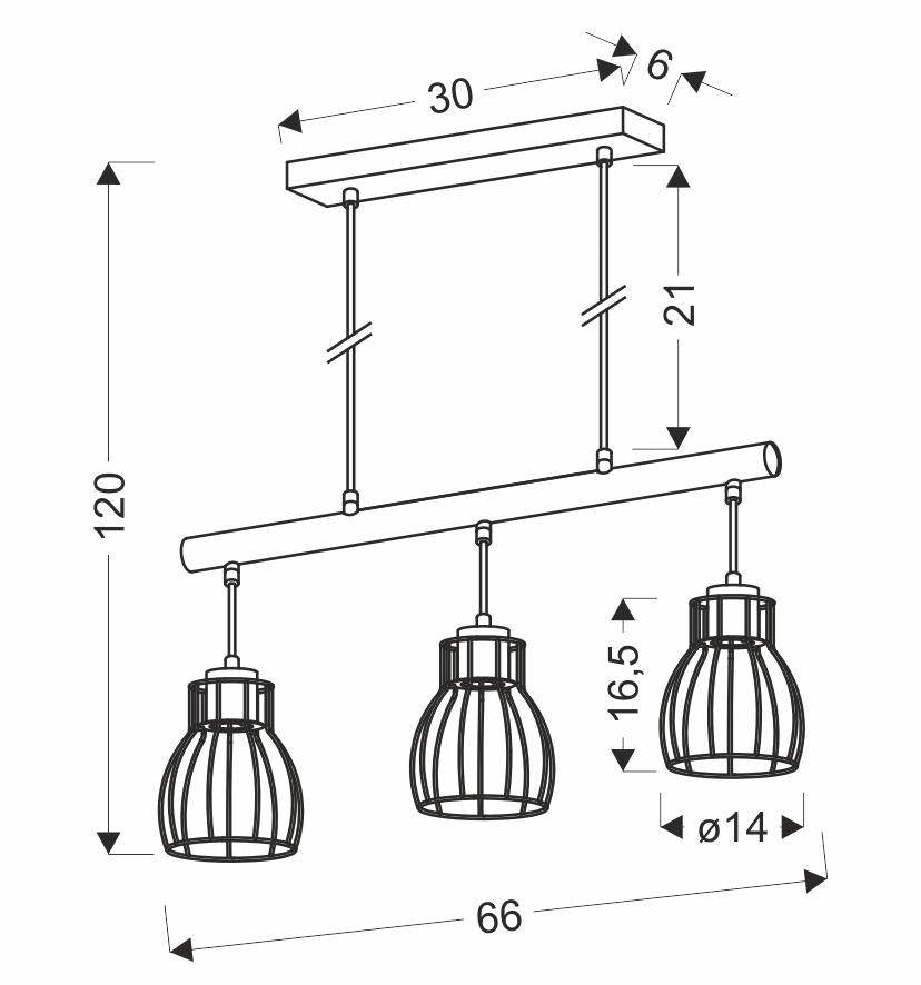 Suspension Bernita 3 lumières noire
