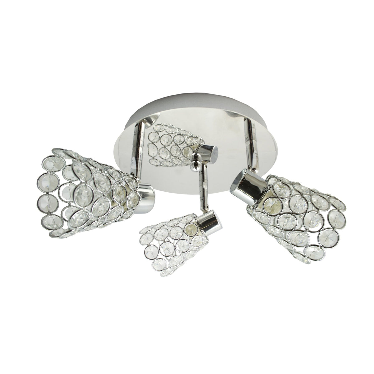 Plafonnier Glossy 3 lumières chromé, cristal, L 44 cm