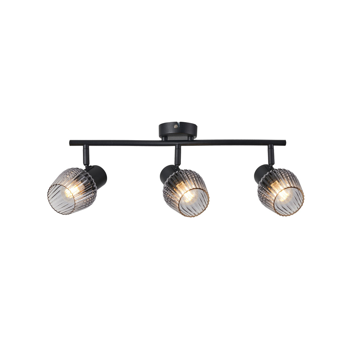 Plafonnier Mitura 3 lumières noir, verre