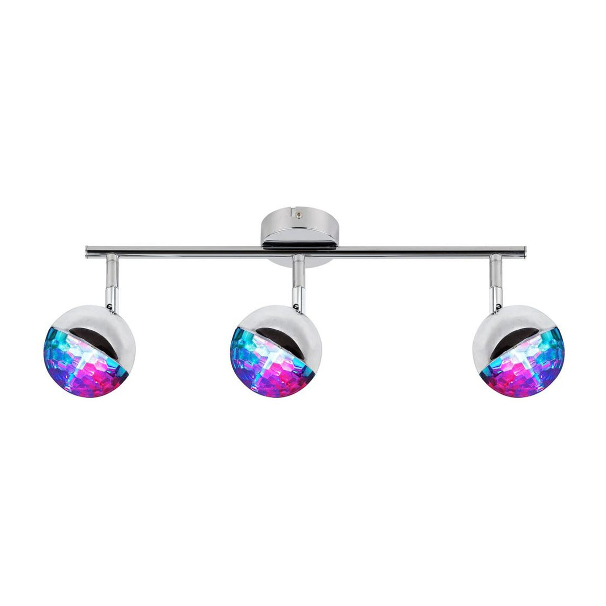 Plafonnier LED Party 3 lumières RGB chromé, L 56 cm