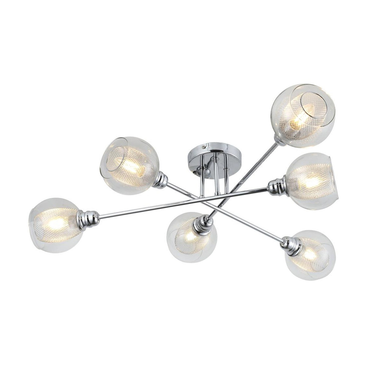 Suspension Dixi 6 lumières chromée, verre