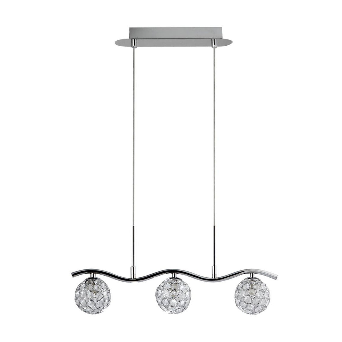 Suspension Starlet 3 lumières chromée, cristal