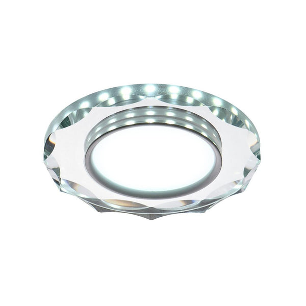 Spot encastrable LED SSP-25 à anneau LED rond blanc et transparent, verre