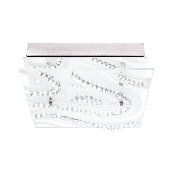 Plafonnier Verdesca chromé et blanc, cristal (93922)