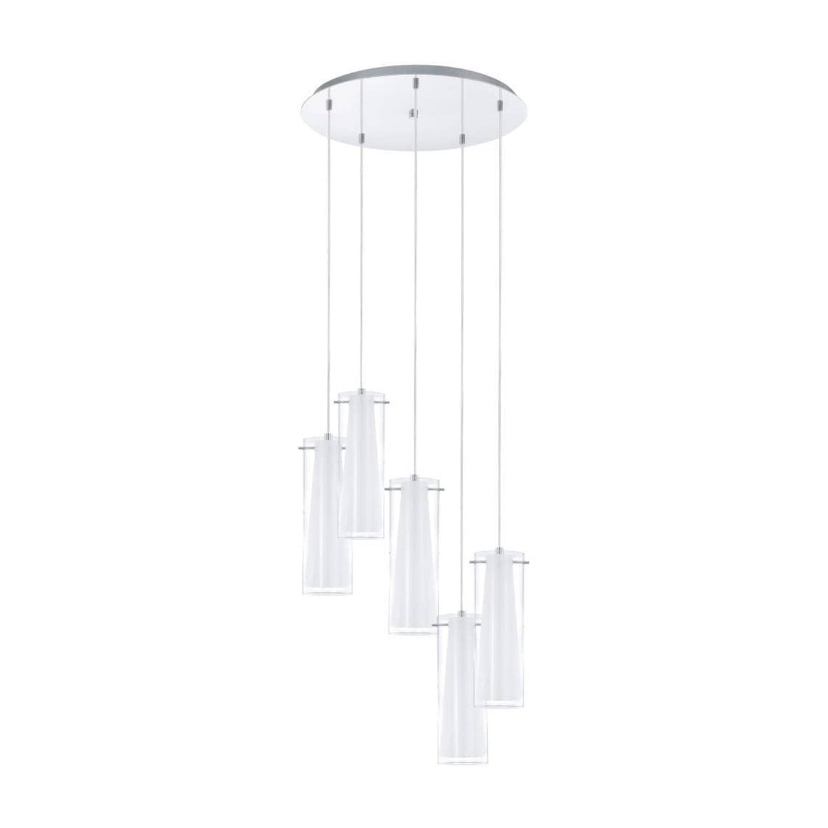 Suspension Pinto chromée, verre, H 150 cm