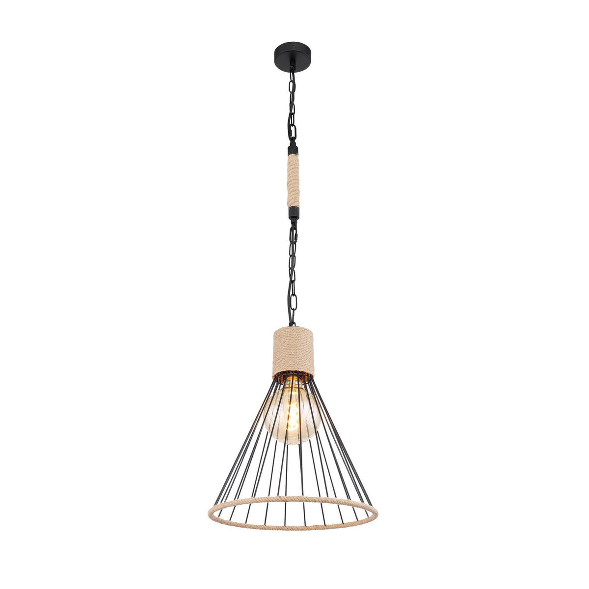 Suspension Halia noire mat, H 140 cm