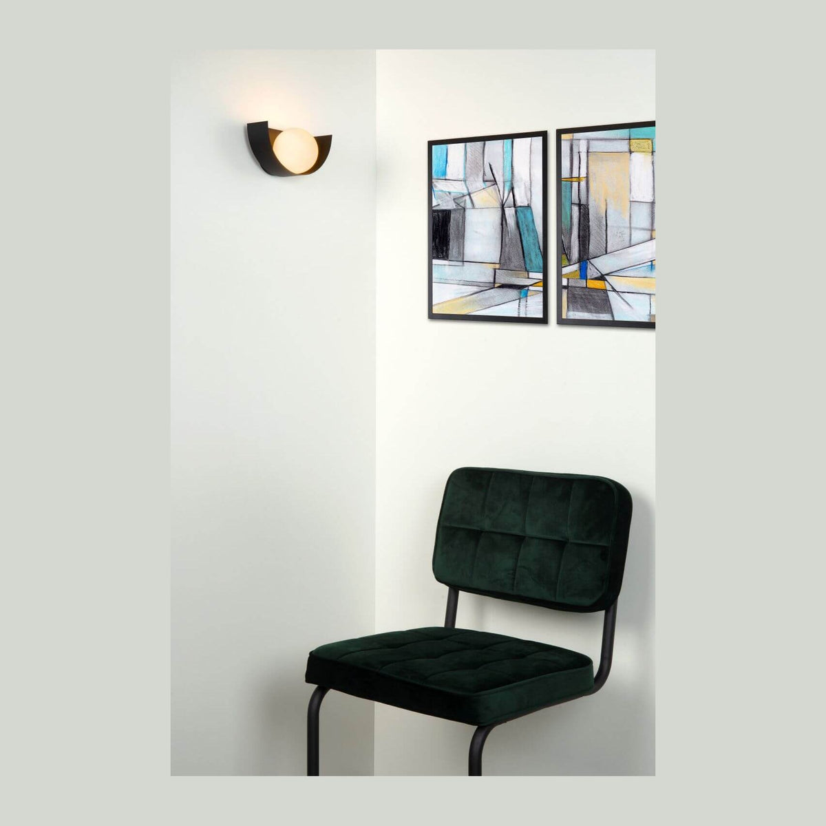 Applique murale Benni noire et opale, verre
