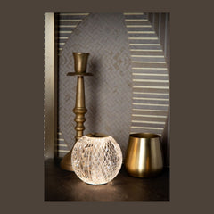 Lampe à poser Cintra transparente et dorée mat, Ø 9 cm