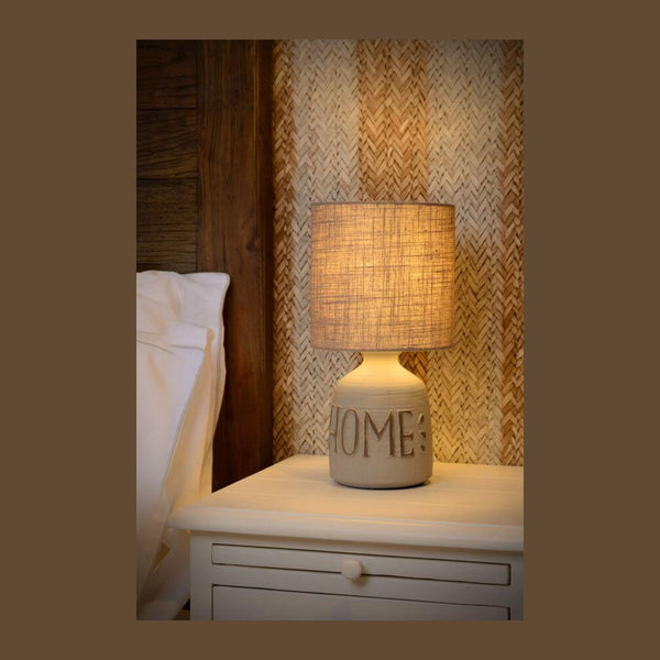 Lampe à poser Cosby grise, coton
