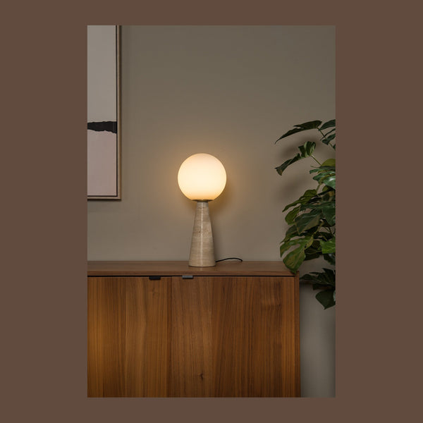 Lampe à poser Evin opale, verre