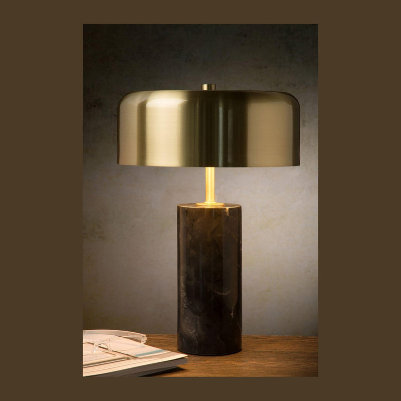 Lampe à poser Mirasol 3 lumières noire et dorée mat, marbre