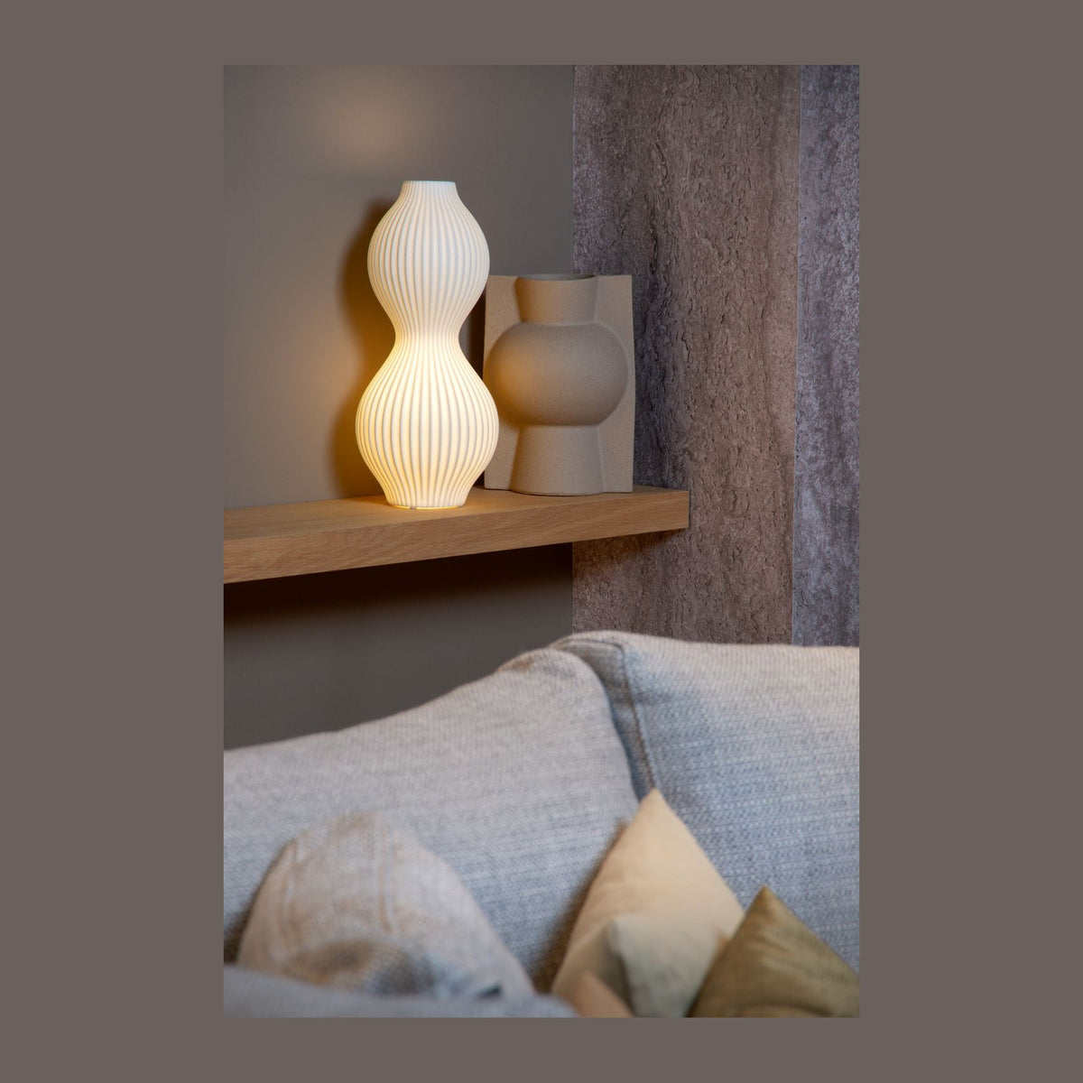 Lampe à poser Momoro blanche, porcelaine, H 40,2 cm