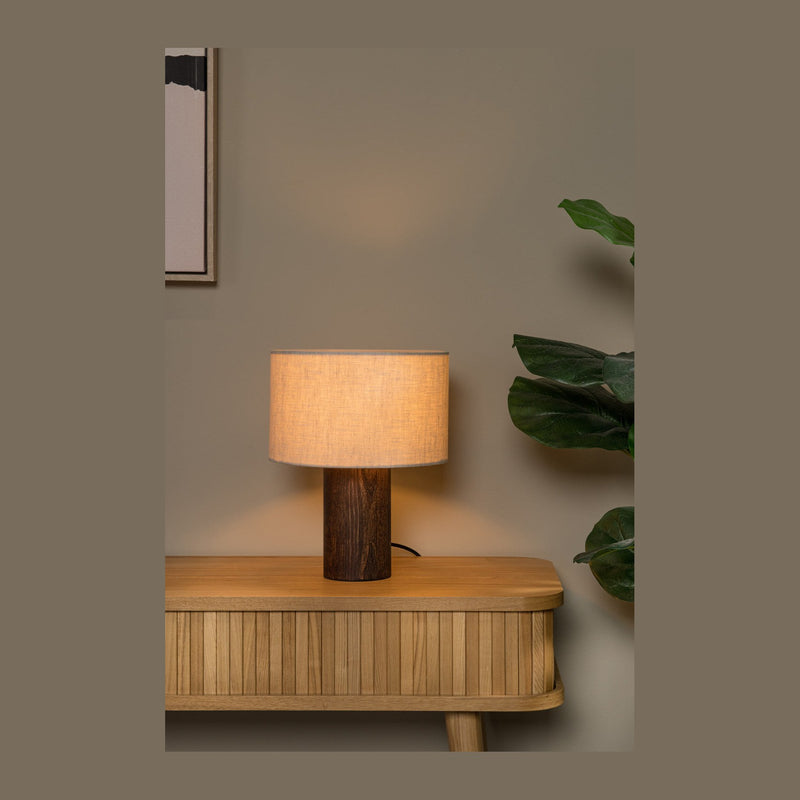 Lampe à poser Tachina marron, lin, H 31,5 cm