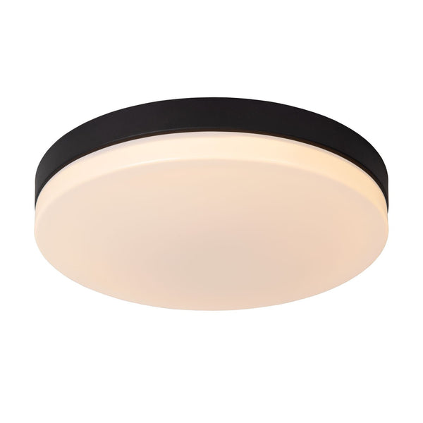 Plafonnier Biskit noir et opale, Ø 40 cm