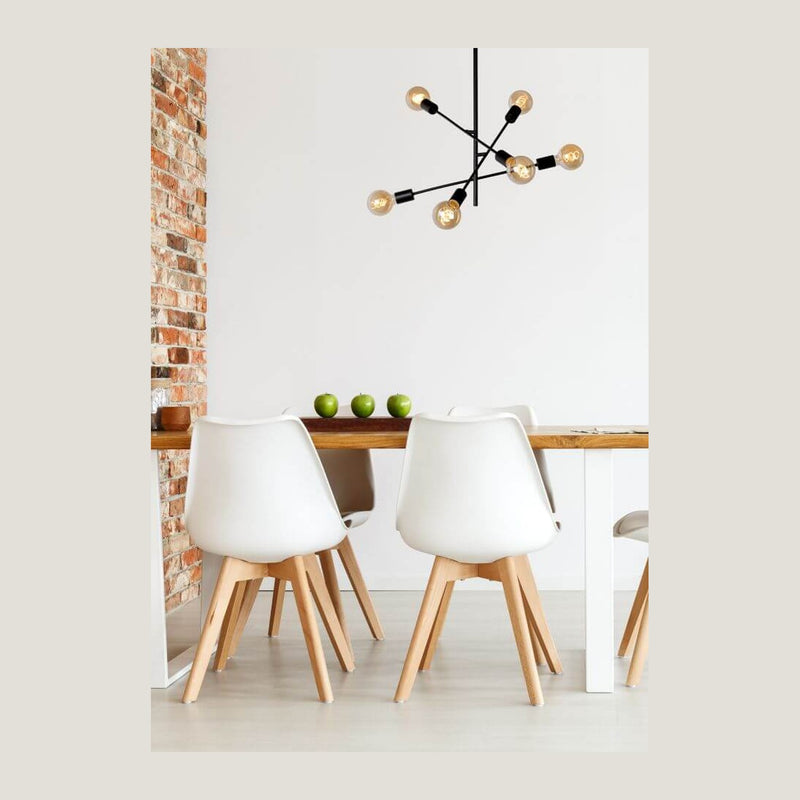 Plafonnier Lester 6 lumières noir et nickel