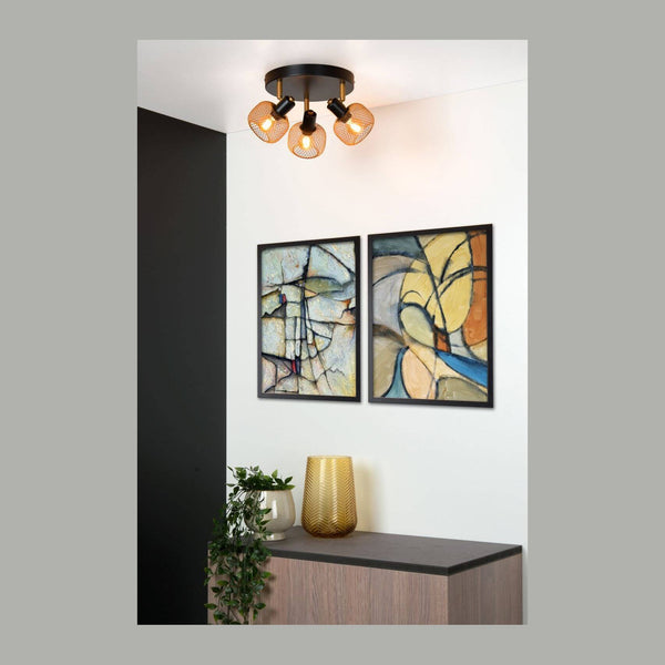 Plafonnier Maren 3 lumières doré mat et noir