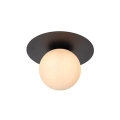 Plafonnier Tricia noir et opale, verre