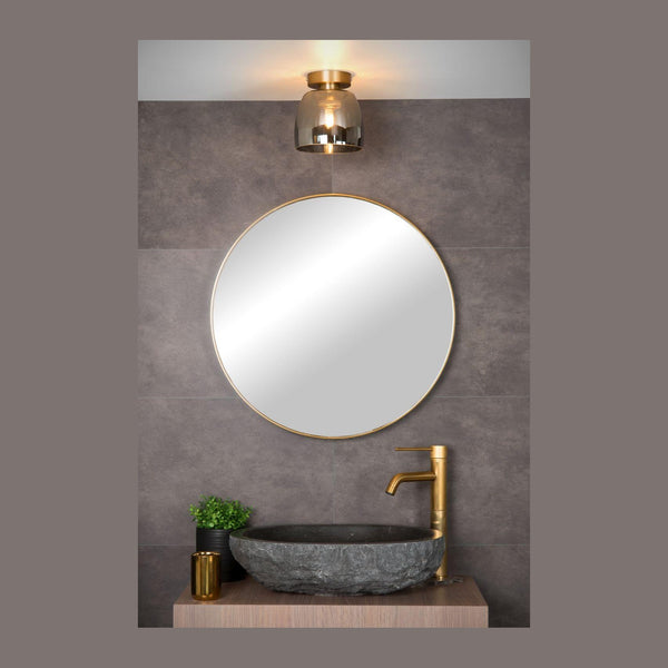 Plafonnier Tyler doré mat et fumé, verre