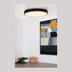 Plafonnier Unar noir et opale, Ø 50 cm