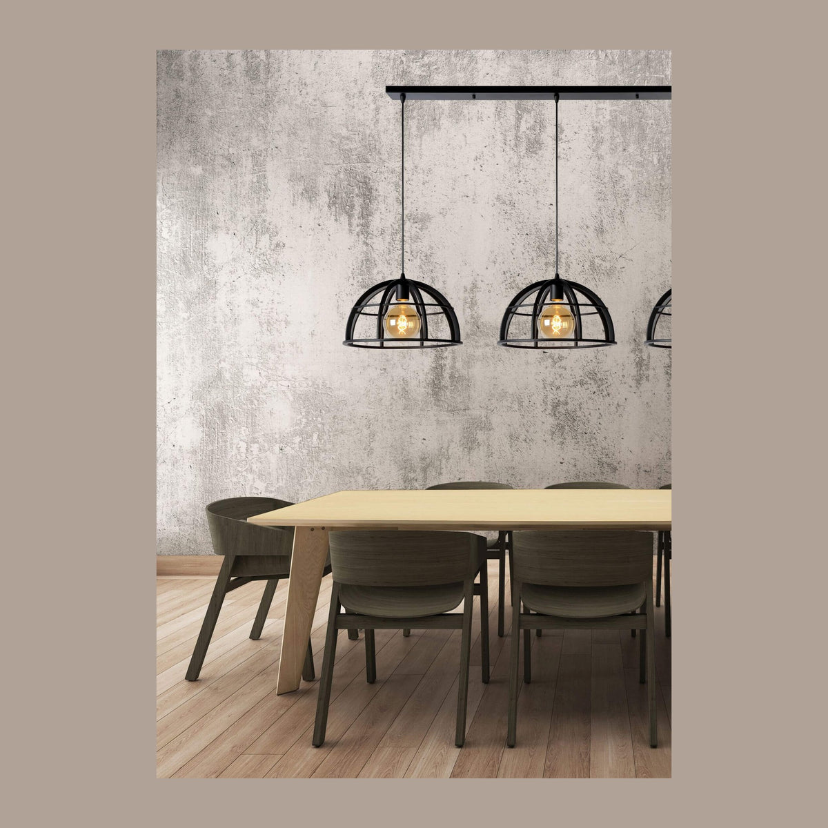 Suspension Dikra 3 lumières noire
