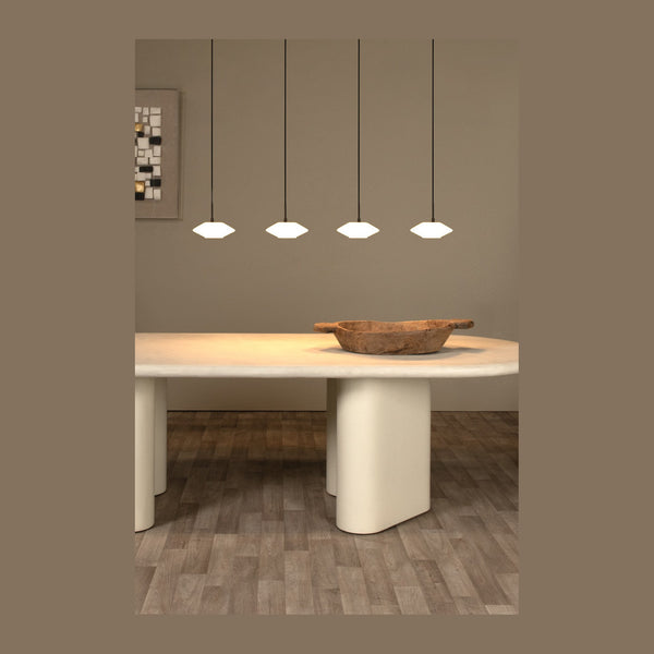 Suspension Trevor 4 lumières opale, verre