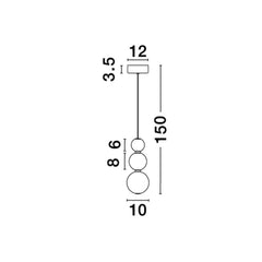 Suspension luminaire | Perla Chromée H 150 cm