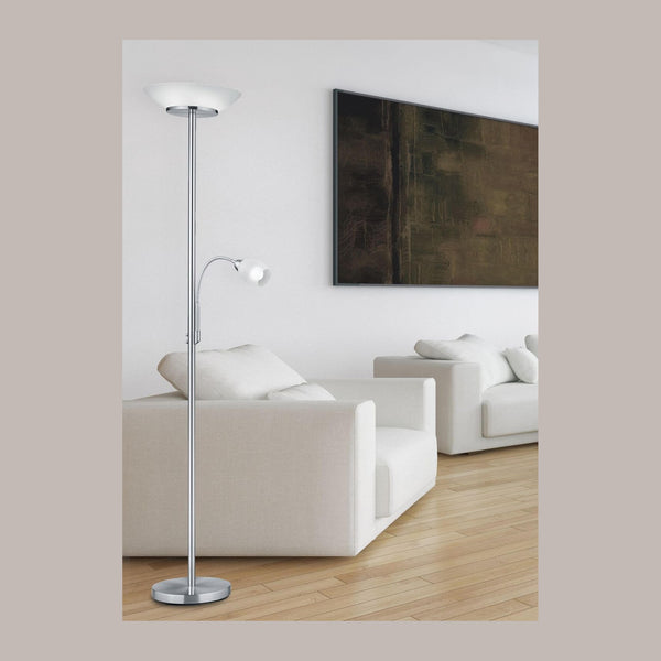 Lampadaire Gerry 2 lumières nickel satiné