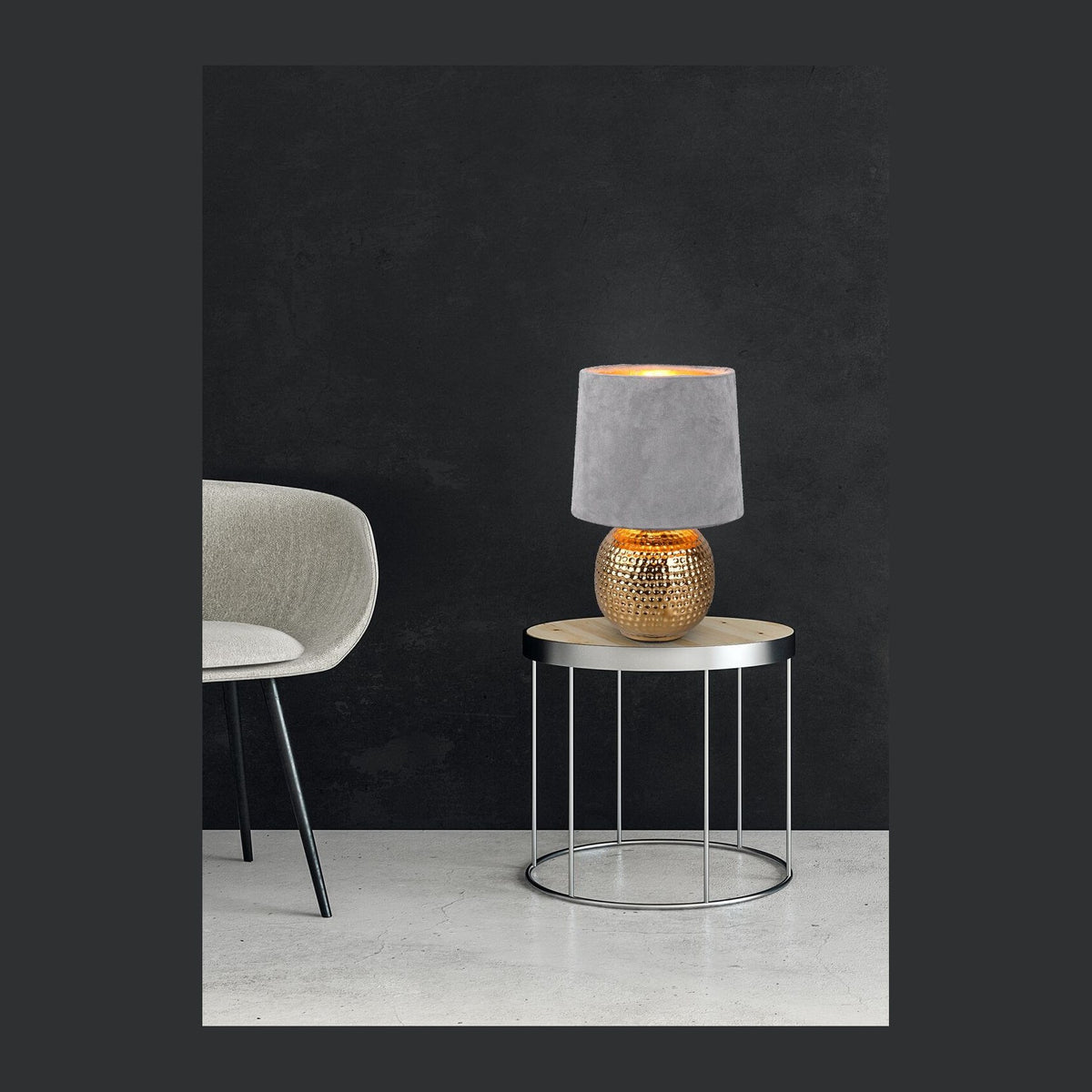 Lampe à poser Sophia dorée et grise, céramique
