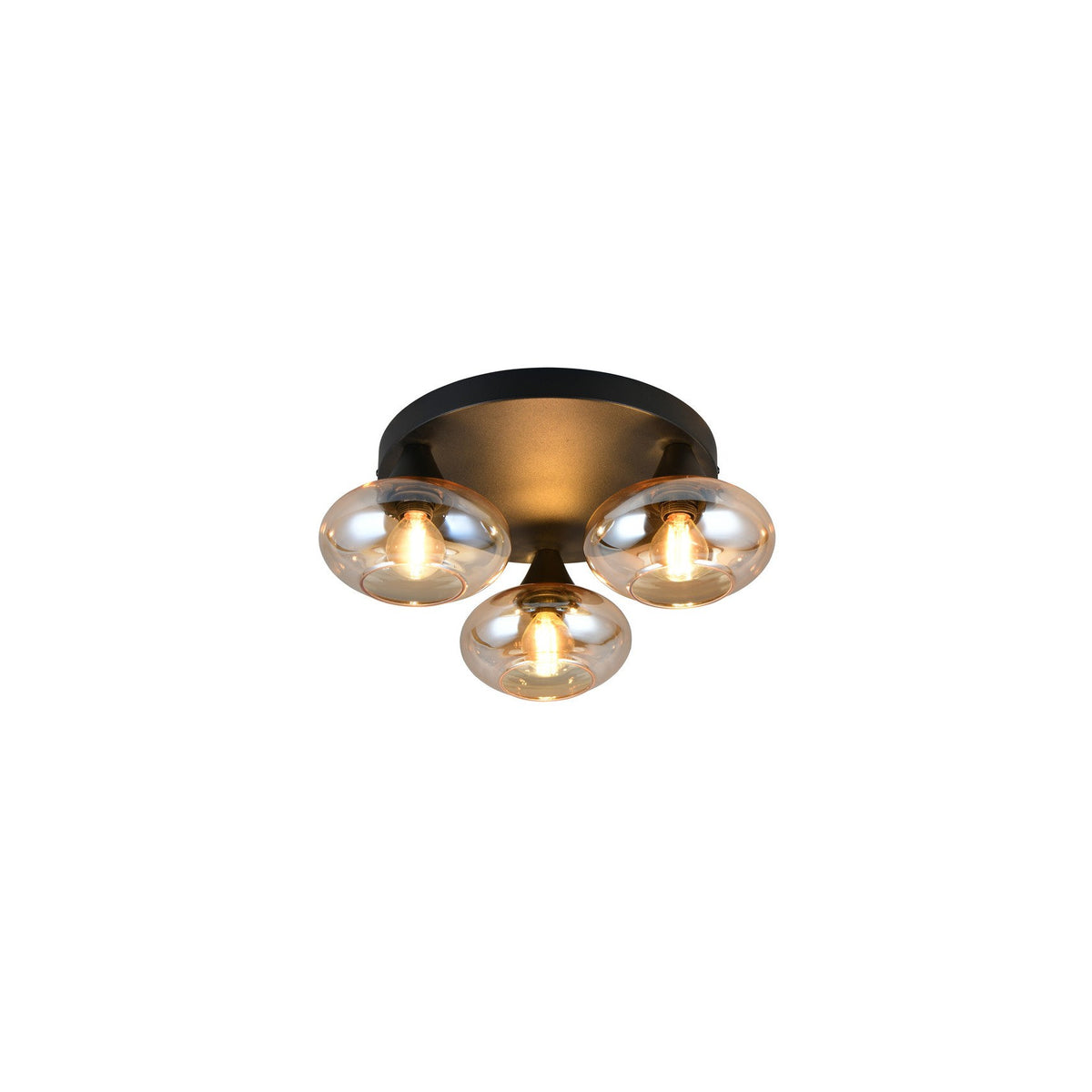 Plafonnier Divina 3 lumières ambré, verre