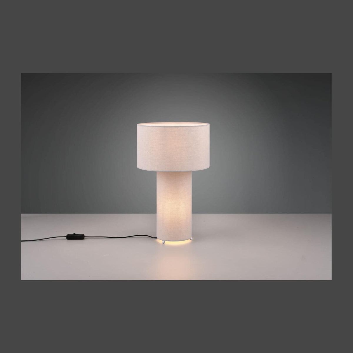 Lampe à poser Bale 2 lumières grise, tissu