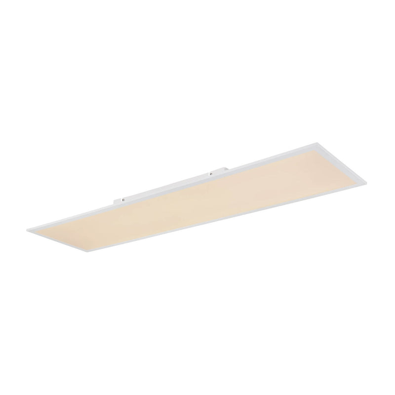 Plafonnier Doro blanc mat et aluminium, L 120 cm