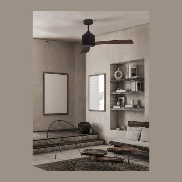 Ventilateur de plafond lumineux Axel noir, bois
