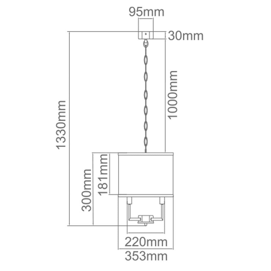 Suspension Casa S, abat-jour tissu