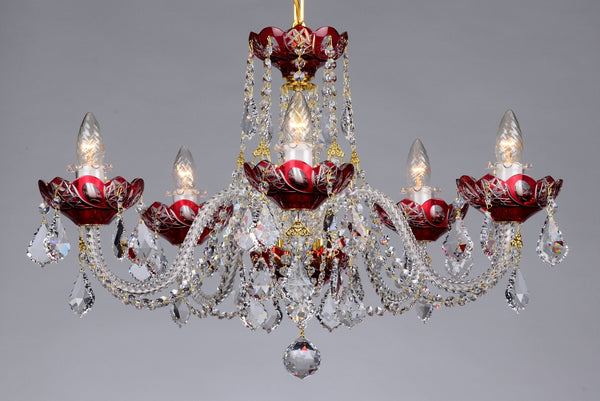 Lustre en cristal LLCH05-RED-SP