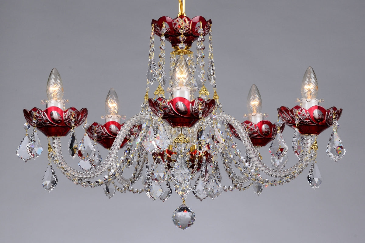 Lustre en cristal LLCH05-RED-SP