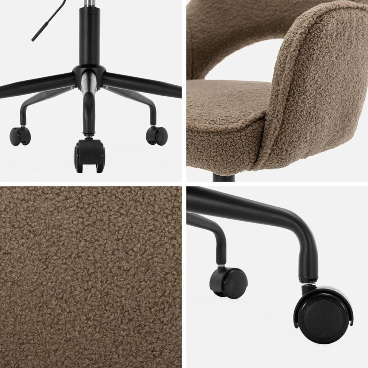 Chaise Bureau Bouclettes Taupe | Givre - Designix Chaise de Bureau