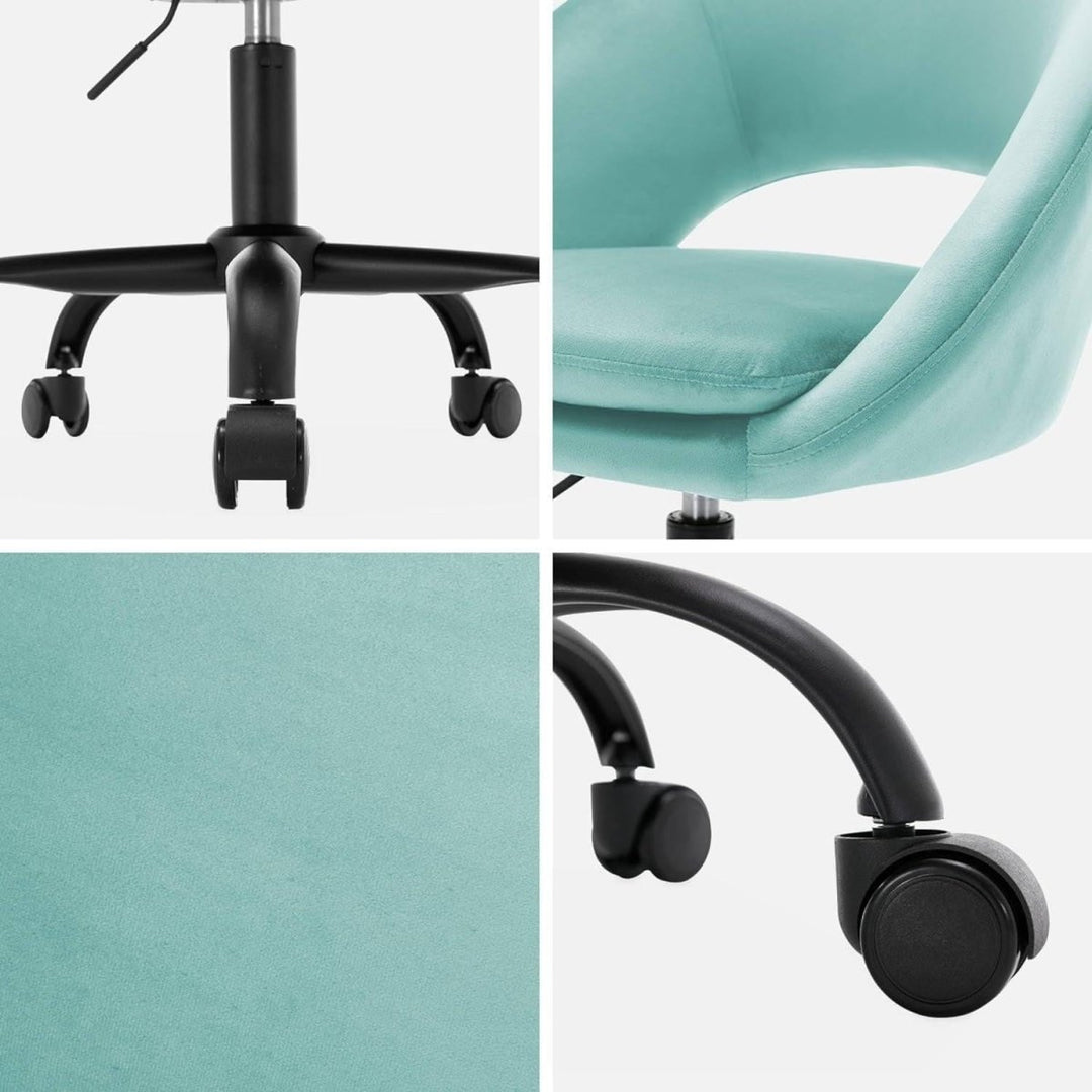 Chaise Bureau Velours Bleu | Fusion - Designix Chaise de Bureau