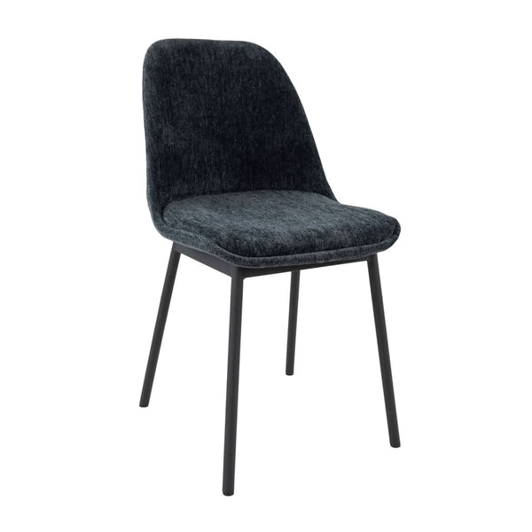 Chaise de salle à manger bleue en tissu texturé | NOVA