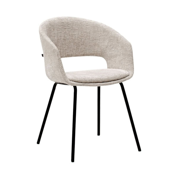Chaise de Salle À Manger Capitonnée Au Design Moderne Et Piètement Noir | LUXA