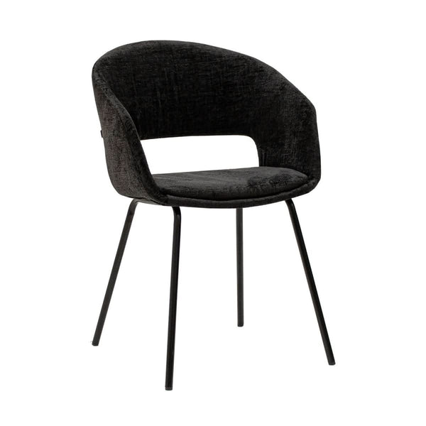 Chaise De Salle À Manger Mette Noir Au Style Contemporain Et Tissu Doux | NOVA