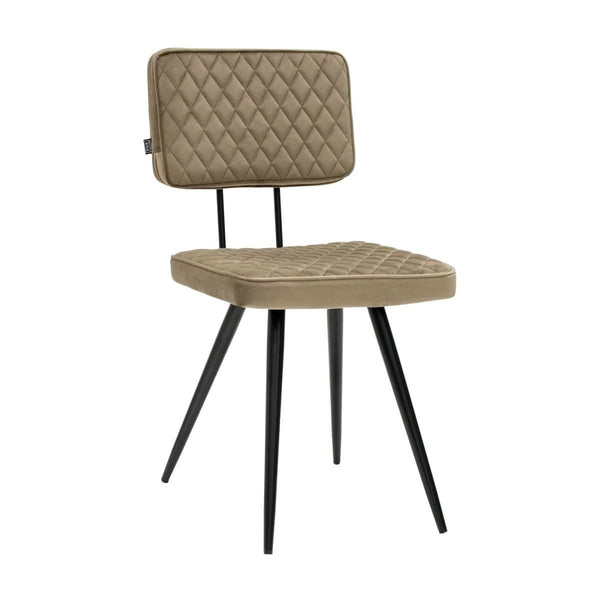 Chaise De Salle À Manger Velours Taupe Diamant Couture | LUMA