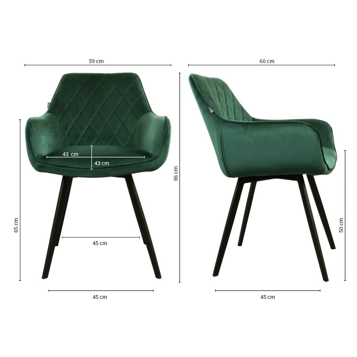 Chaise De Salle À Manger Velours Vert Foncé | VELA - Designix