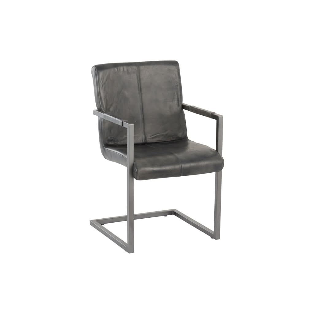 Chaise Design Cuir Métal Gris | Pare - Designix Chaises