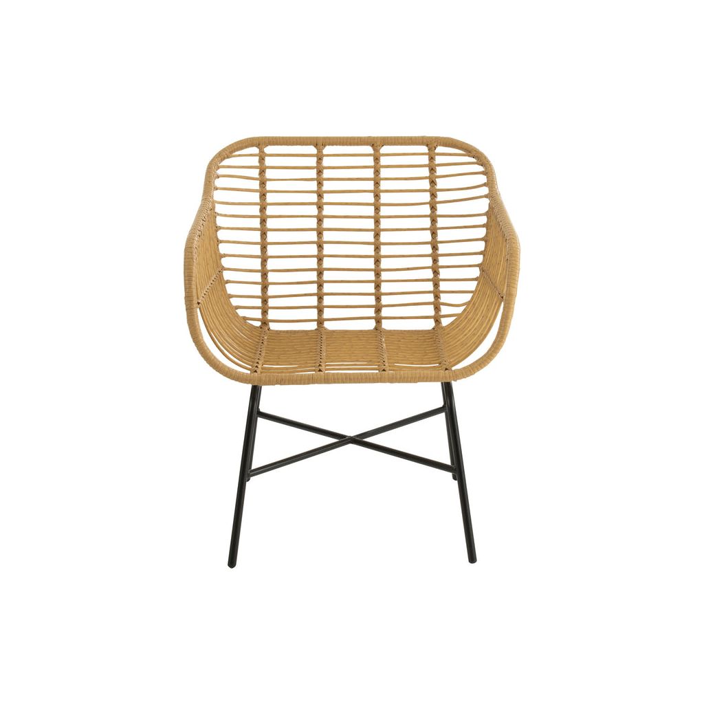 Chaise Métal Rotin Extérieur Noir | Vira - Designix Chaises