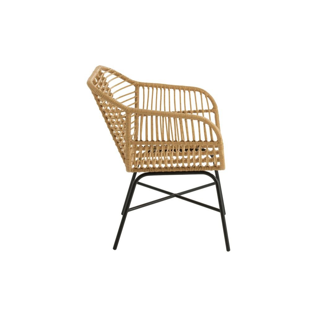 Chaise Métal Rotin Extérieur Noir | Vira - Designix Chaises