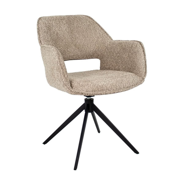 Chaise Pivotante Boucle Beige Avec Assise Confortable Et Base Métal | NOVA