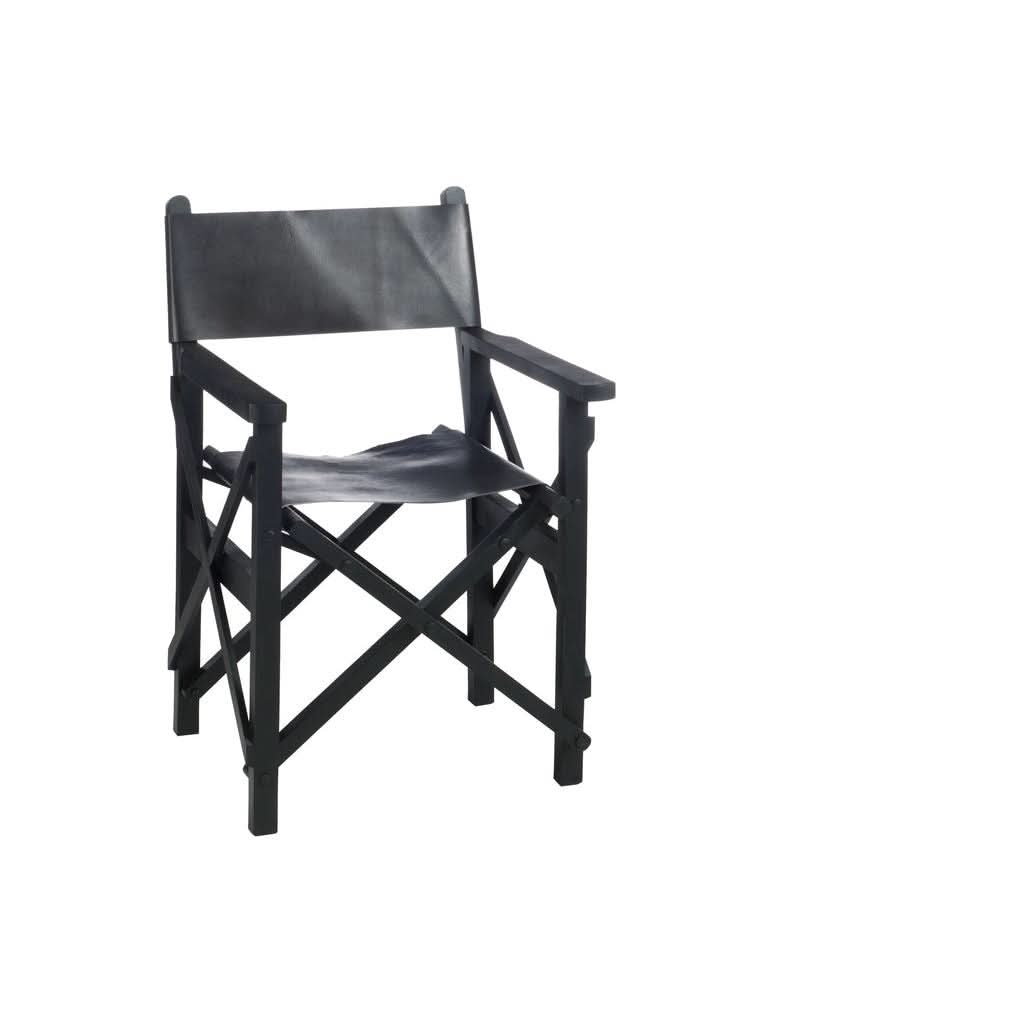 Chaise Pliante Bois Cuir Noir | Gira - Designix Chaises
