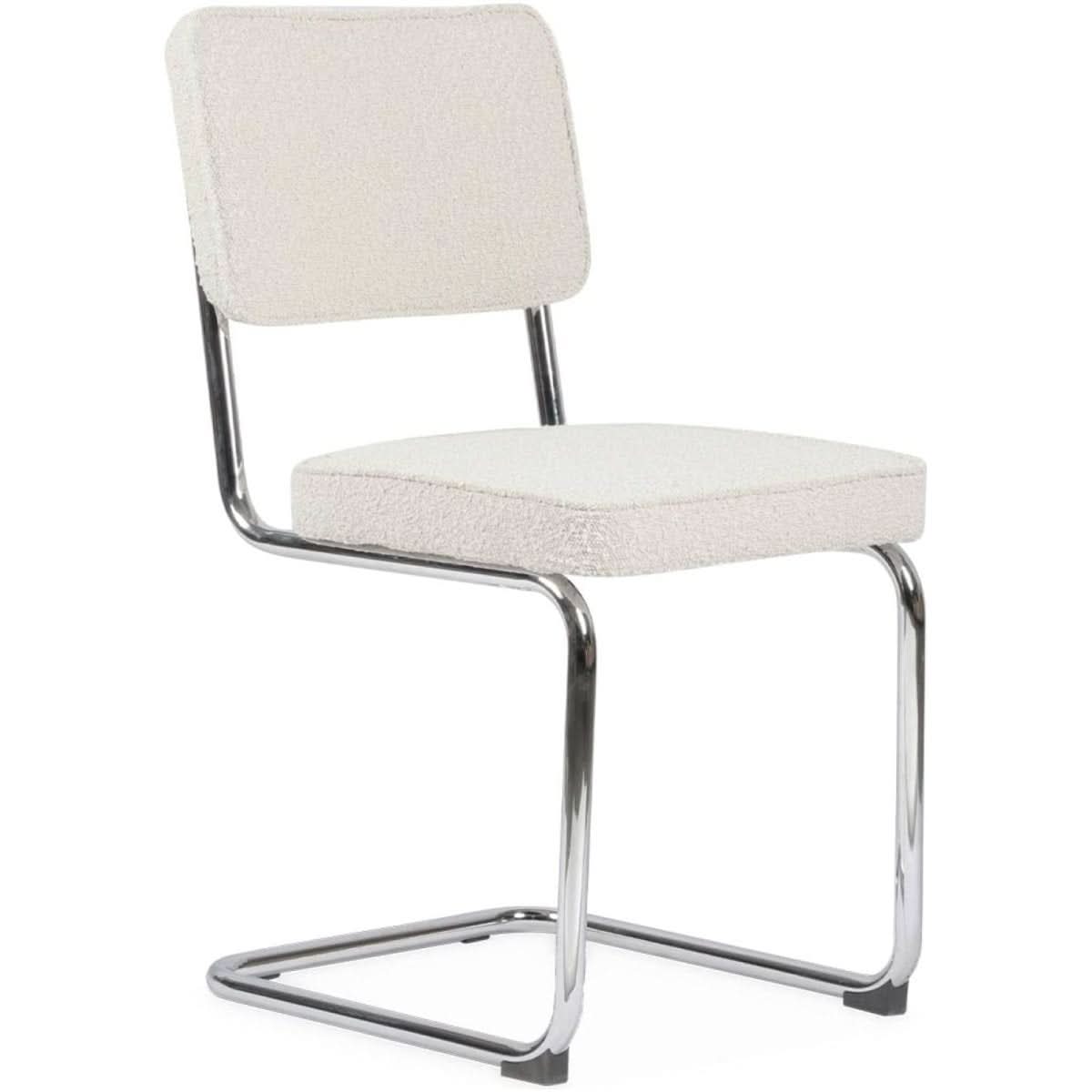 Chaises Cantilever Bouclette Blanc | Zen - Designix Chaises