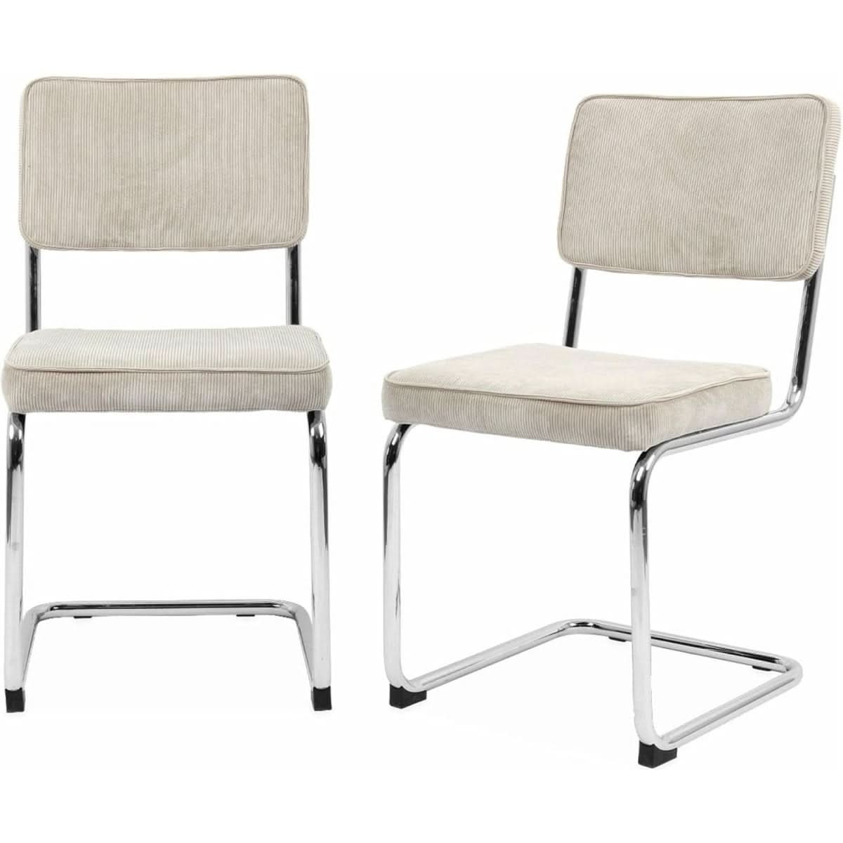 Chaises Cantilever Velours Crème | Soleil - Designix Chaises
