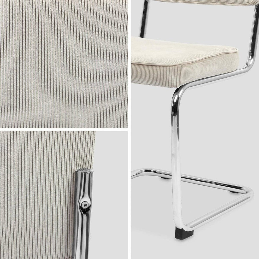 Chaises Cantilever Velours Crème | Soleil - Designix Chaises